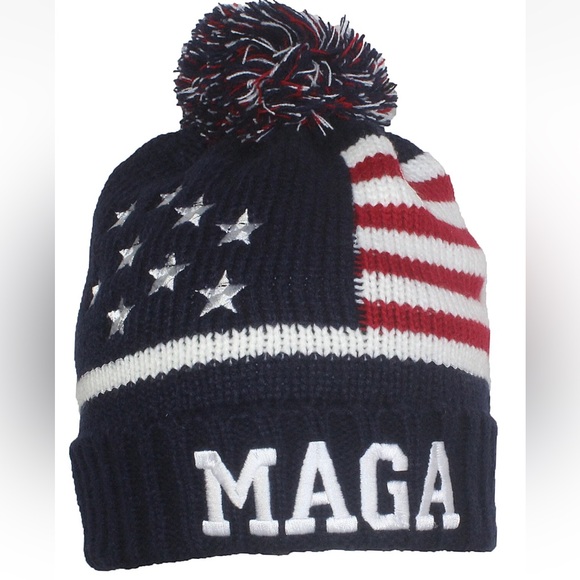 Accessories - MAGA Trump President America Winter USA Flag Embroidered Beanie